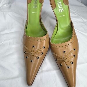 Versace Vintage Tan Leather Women's Shoes